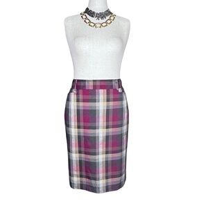 CB ESTABLISHED 1962 Maroon/Tan Plaid Knee Length Fully Lined Skirt 14W